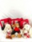 Collection of Coca Cola brand and theme plush stuffed animals and seat cushion set