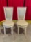 Pair of vintage wooden cream-painted upholstered chairs