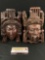 Pair of vintage handcarved Chinese hardwood and bone King & Queen masks set