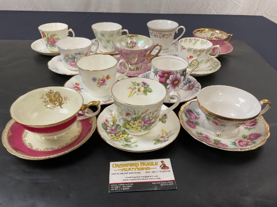 12 Cups and Saucers, Royal Albert, Jason, Gladstone, Duchess, Del Mar, Wales