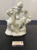 Rare Unglazed Porcelain Statue #1129 LLADRO Boys Playing with Goat