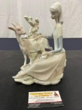 Rare Vintage LLADRO Shepherdess with Goat Mate Unglazed Figurine #4570