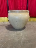 Large tan colored glazed outdoor ceramic planter