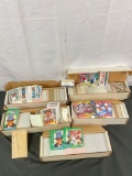 5x boxes stuffed w/ vintage baseball & football trading cards - approx 3000+ cards