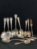 Collection of 12 sterling silver flatware pcs incl. some rare 1800's silver makers - 260 grams