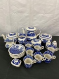 Vintage 29 pc. Copeland England Spode's Tower Blue transfer-ware porcelain coffee/tea service