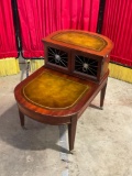 Antique/Vintage Neoclassical Style End Table with Leather and Lion Head Accents