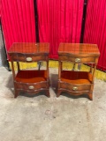 Pair of Vintage Drexel Side Tables with custom glass tops