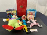 Handmade Marionette Dolls, 2x Vintage Lunch Boxes, Doll Box, Simpsons Plush Krusty the Clown