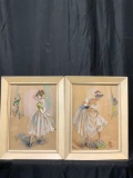 Pair of Cydney Grossman vintage pastel prints - 