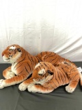 Pair of modern plush soft Tiger stuffed animals with realistic look