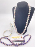 Pair of Cloisonne necklaces incl. matching white necklace and dual bracelet set