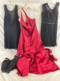 David's Bridal red gown & black lace Brides Maid dresses new w/ $149.95 tag - see pics and desc