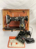 Vintage Pfaff 130 made in Germany Cast metal sewing machine w/ attachments