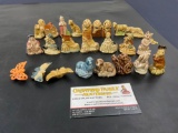 Quaint Small Pottery Collectibles, Storybook Characters, Animals, and 3 Butterflies