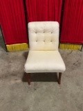 Vintage wooden cream upholstered occasional/accent chair