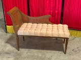 Vintage chaise lounge with wicker and button tuft bench
