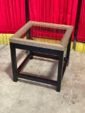 Square Side Table with glass surface and woven trim