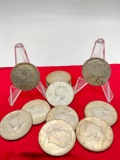Collection of 15 Silver Kennedy half dollars - 13x 1964 (90% silver), 2 x 40% silver 1968/69