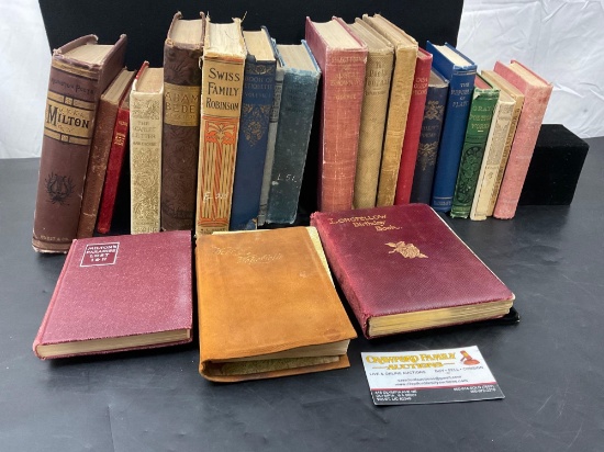 Large Selection of Antique Books, Milton, Poetry, and much more, 22 pcs