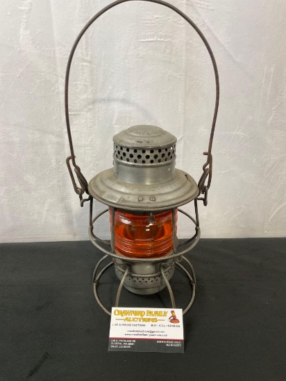 Antique Metal Adlake Kero 4-38 1910's Railroad kerosene lantern w/ Adlake 300 burner