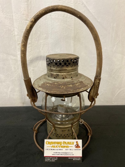 Antique Metal Handlan LIRR 1910's Railroad kerosene lantern w/ Adlake 400 burner