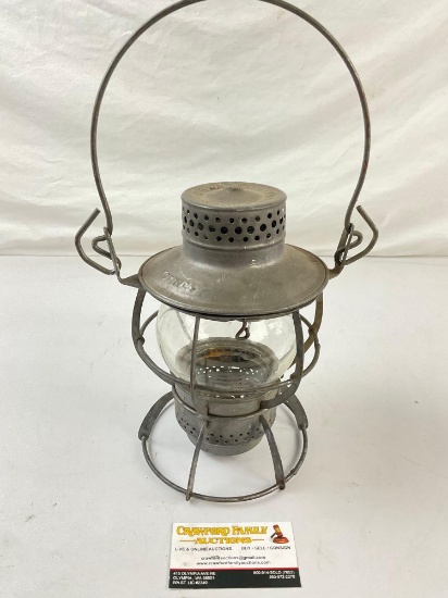 Antique Dressel KCTTY & Co. Metal kerosene railroad Lantern w/ clear globe, no burner