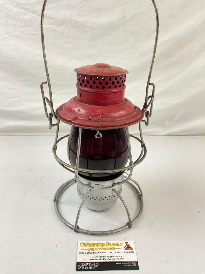 Antique Adlake Reliable 1910's red kerosene Railroad Lantern w/ red globe & Adlake 300 burner