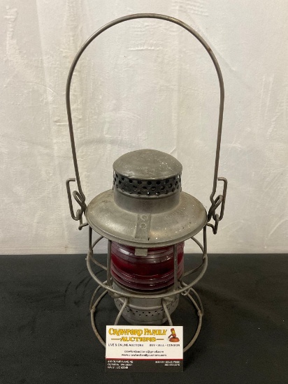 Antique Metal Adlake 3-57 CPR 1910's Railroad kerosene lantern w/ Adlake 400 burner
