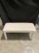 White bench with ivory leather top - Fair to good condition. See pics.