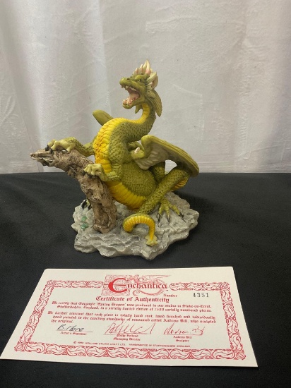 Vintage Numbered 4351/7500, 1988 Enchantica Figurine En2017 Gorgoyle Spring Dragon w/ COA