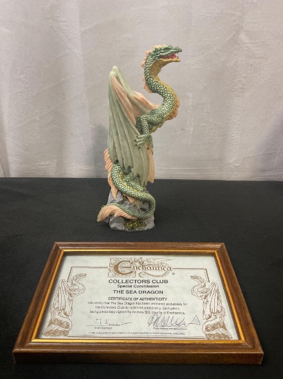 Vintage 1992 Enchantica Figurine The Sea Dragon EN2016 w/Collectors Club Plaque, signed by artist