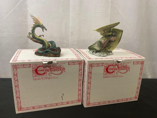 Vintage 1997 Enchantica Figures, Dromeliad EN2097 & EN2114 Daggerback Dragon