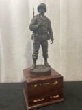 Vintage Polyresin Statue of a Vietnam Era US Soldier holding a M1 Garand w/wooden base by KhakiArmy