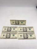 5 X Uncirculated & Crisp 1996 sequentially numbered US twenty Dollar bills 100.00 face value