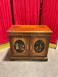 Vintage 70's Asian themed console w/ stunning imagery and gilded trim