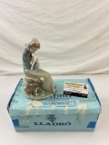 Vintage Genuine LLADRO Porcelain Figurine No. 1278 Devotion Girl w/ Lamb & Dog. See pics.