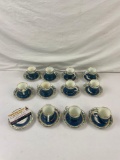 10 Demitasse Cups w/ 11 Saucers 