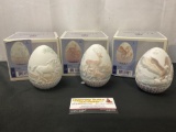 Vintage LLADRO Pieces, Trio of Bas Relief Eggs, Horse 17548, Deer 17550, & Eagle 17552