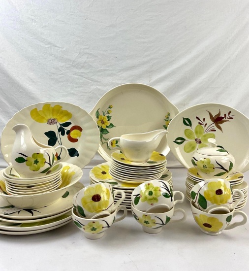 52 pieces Assorted Yellow Floral China Tea Sets, Incl. Blue Ridge Hand Painted, see pics.