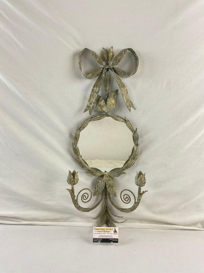 Vintage Painted Metal Hanging Wall Mirror. Made in Italy. See pics.