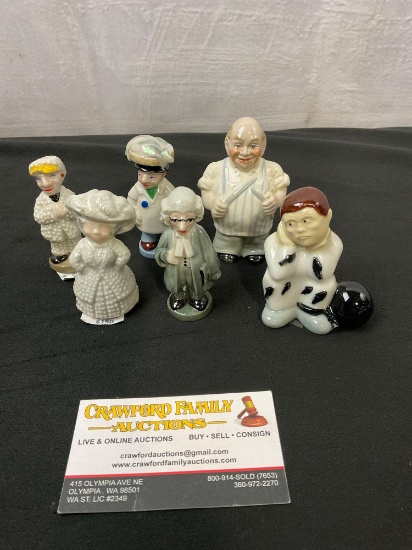 Wade Porcelain Pieces, Fishmonger, King & Queen, Butcher, Prisoner, and Statesman