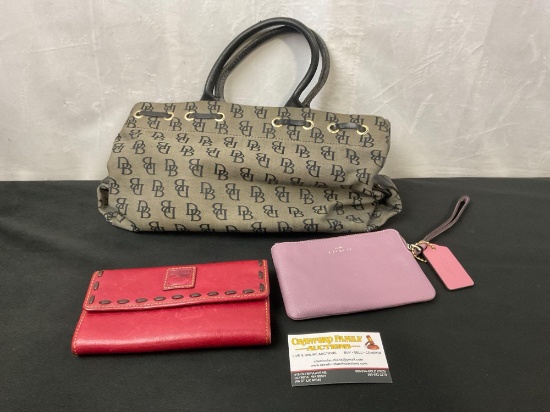 Dooney & Bourke DB Purse & Pink Clutch and Coach Lavender Tinted Leather Clutch Purse
