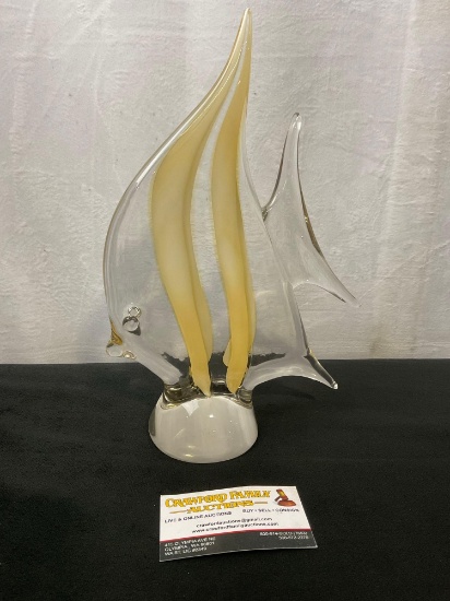 Little Murano Icet Clear and Pale Yellow Glass Angel Fish Statue