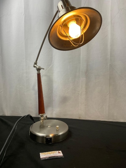 Industrial Style Desk Lamp with Power Outlet and Phone hookup