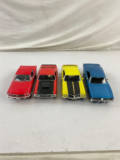 Collection of 4 Die Cast Metal Replica Muscle Cars in 1/24 Scale incl. 64' 1/2 Mustang..
