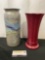 Pair of Vases, 1x Vintage Burgundy Fiestaware & 1x Bruning Pottery