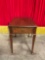 Vintage Wooden Side Table w/ Burl Wood Drawer. Stands 24