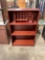 Vintage Red Lacquered Bookshelf w/ Removable Magazine Rack - See pics