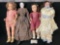 Set of 4 Vintage Porcelain Dolls, 1 marked Darling